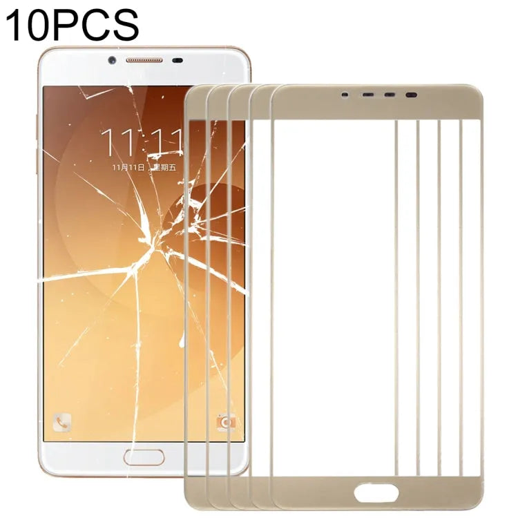 Voor Samsung Galaxy C9 Pro / C900 10 stuks voorscherm buitenste glazen lens (goud)