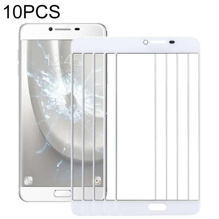 Voor Samsung Galaxy C5 10 stuks voorscherm buitenste glazen lens (wit)