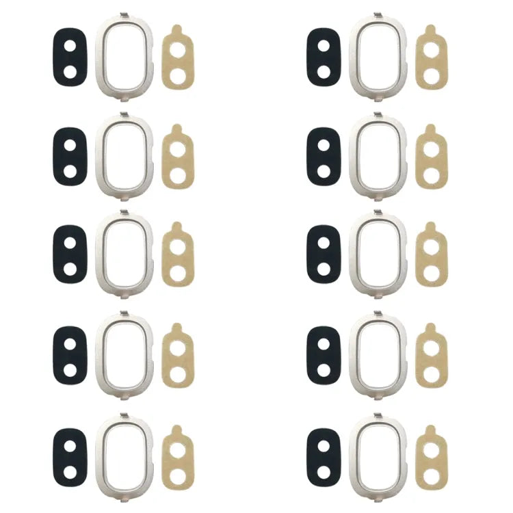 Voor Galaxy J4, J400F/DS, J400G/DS 10 stuks achtercameraring met lensdop en lijm (goud)