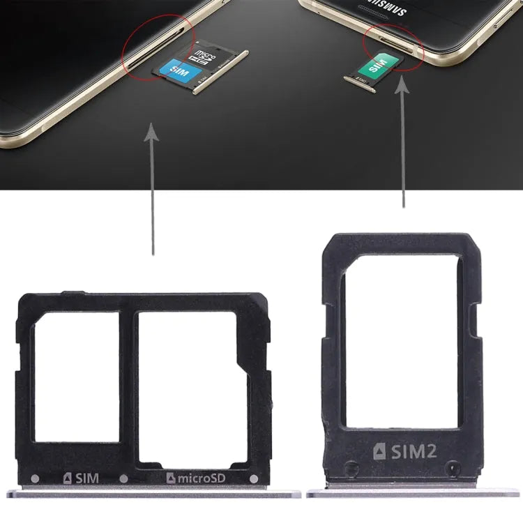 Voor Galaxy A5108 / A7108 2 SIM-kaartlade + Micro SD-kaartlade (grijs)