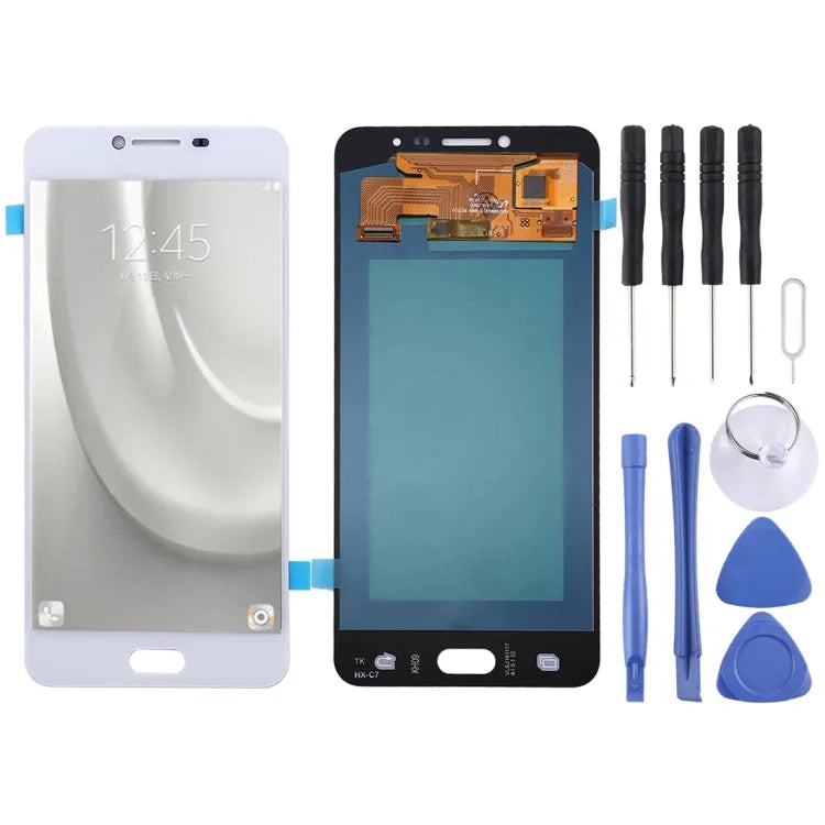 Oled LCD-scherm voor Galaxy C7 met volledige montage Digitizer (wit)