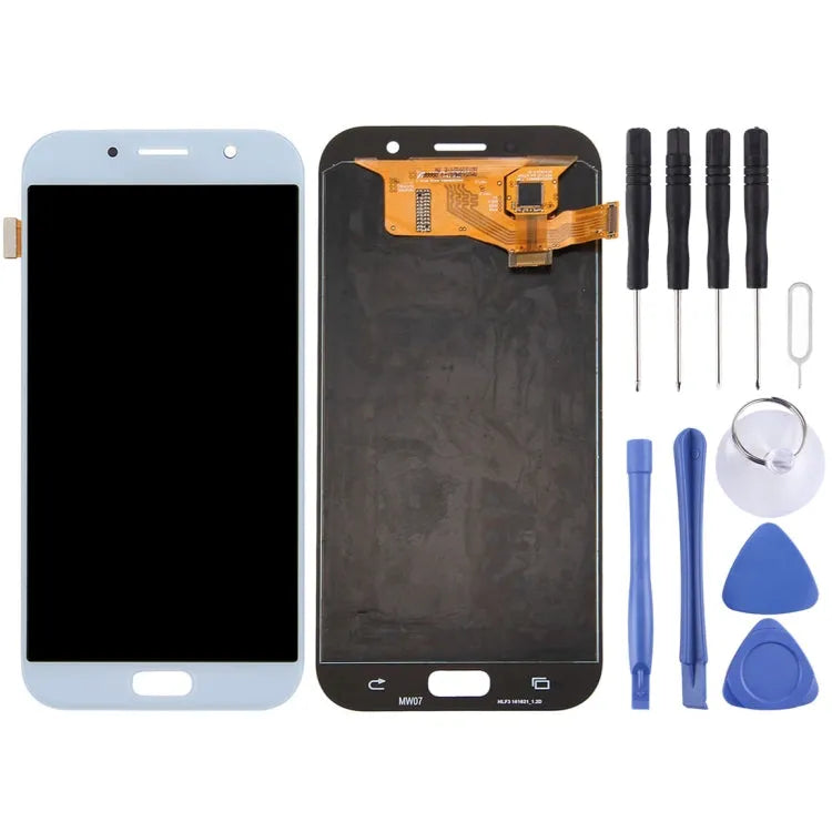 Origineel Super AMOLED LCD-scherm voor Galaxy A7 (2017), A720F, A720F/DS met Digitizer Volledige Montage (Blauw)