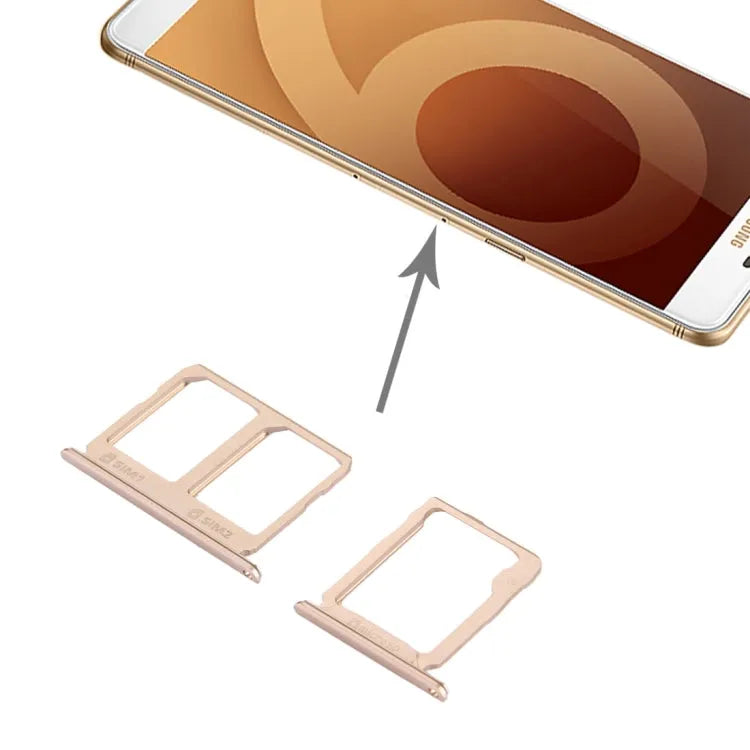 Voor Galaxy C9 Pro / C9000 simkaartlade + micro SD-kaartlade (goud)