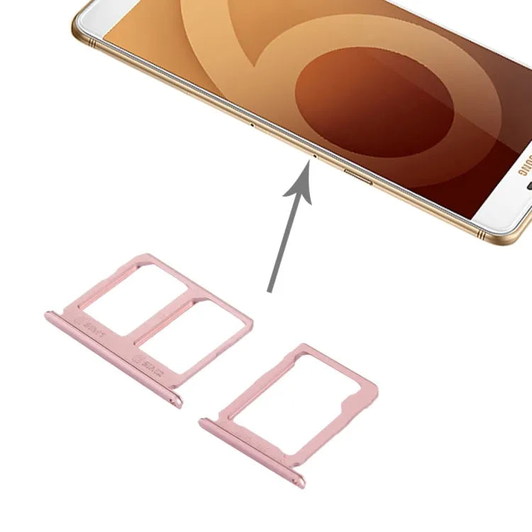 Voor Galaxy C9 Pro / C9000 SIM-kaartlade + Micro SD-kaartlade (roségoud)