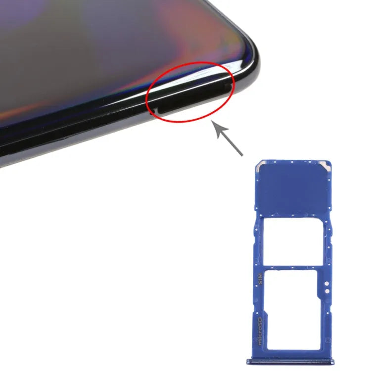 Voor Galaxy A70 SIM-kaartlade + Micro SD-kaartlade (blauw)