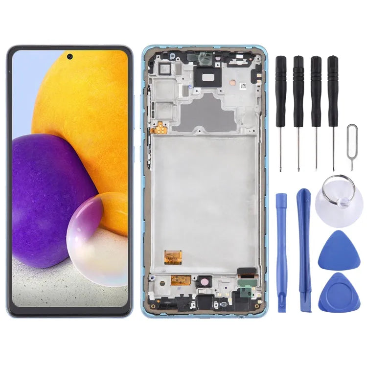Voor Samsung Galaxy A72 4G SM-A725 6.43 inch Origineel LCD-scherm Digitizer volledige montage met frame (blauw)