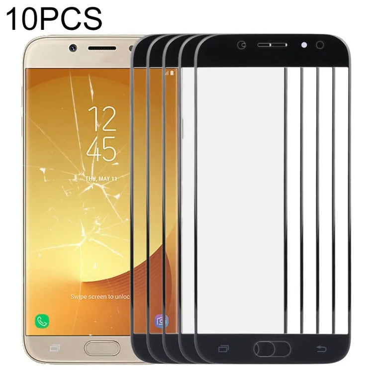 Voor Samsung Galaxy J7 (2017) / J730 10 stuks voorscherm buitenste glazen lens (zwart)