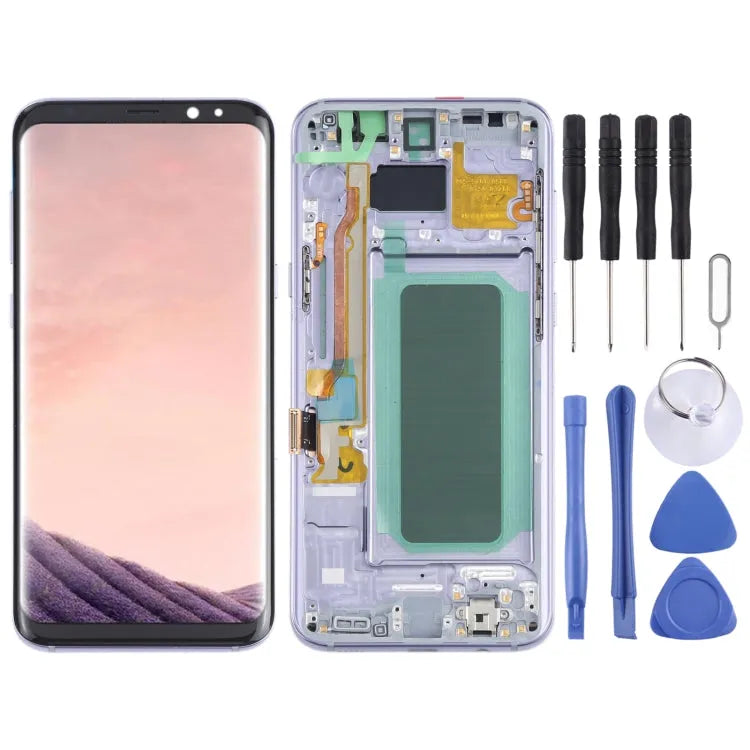 OLED LCD-scherm voor Samsung Galaxy S8+ SM-G955 Digitizer Volledige montage met frame (paars)