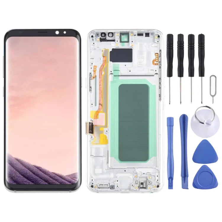 OLED LCD-scherm voor Samsung Galaxy S8+ SM-G955 Digitizer Volledige montage met frame (zilver)