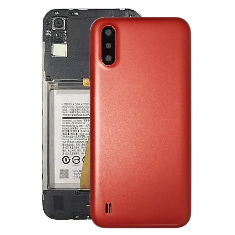 Batterijachterklep met cameralensframe voor Samsung Galaxy A01 SM-015F (rood)