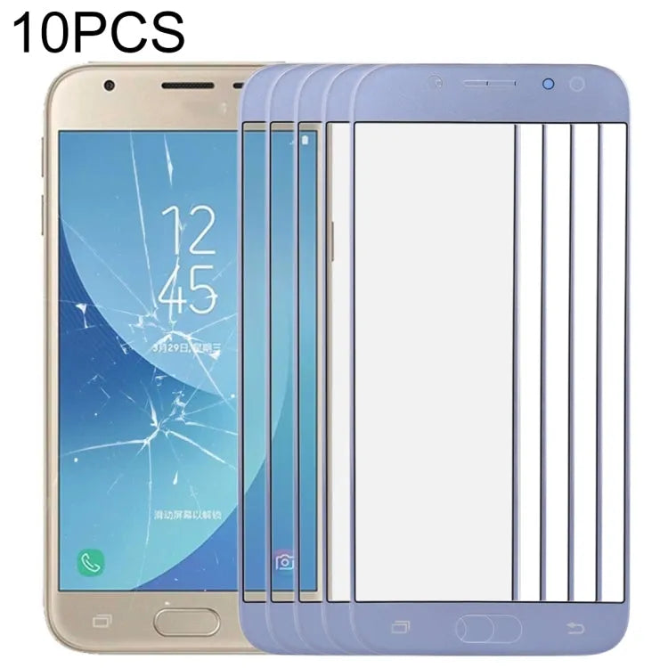 Voor Samsung Galaxy J3 (2017) / J330 10 stuks voorscherm buitenste glazen lens (blauw)