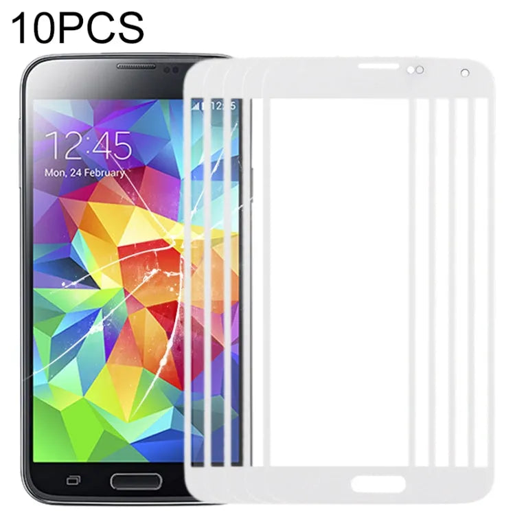 Voor Samsung Galaxy S5 / G900 10 stuks voorscherm buitenste glazen lens (wit)