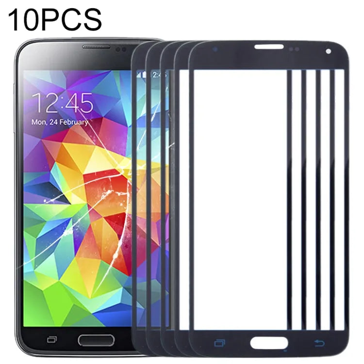 Voor Samsung Galaxy S5 / G900 10 stuks voorscherm buitenste glazen lens (donkerblauw)