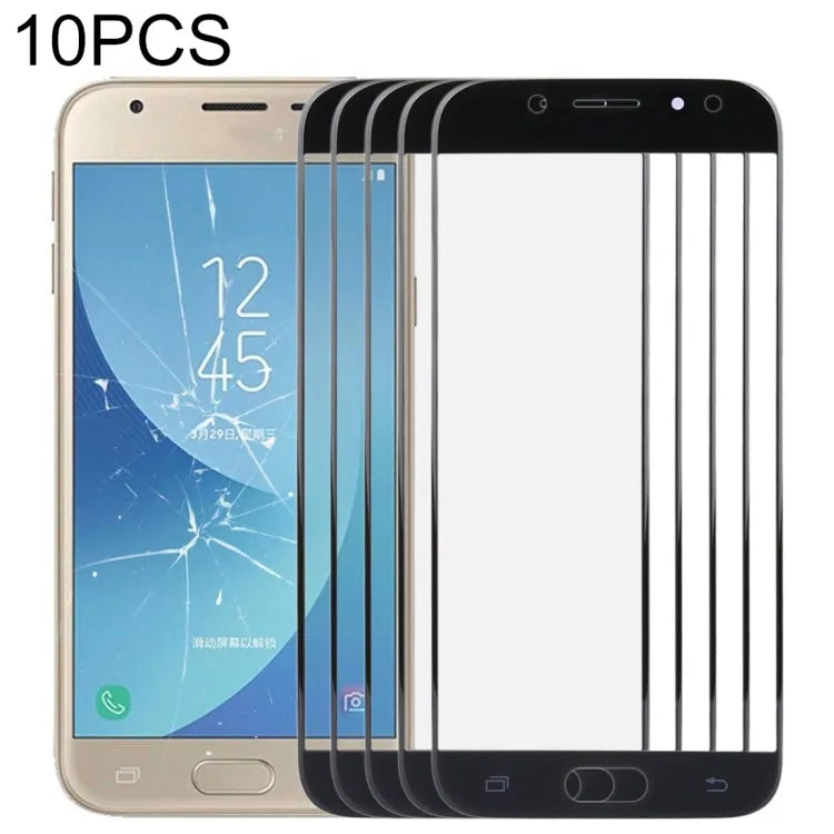 Voor Samsung Galaxy J3 (2017) / J330 10 stks Front Screen Outer Glas Lens (Zwart)