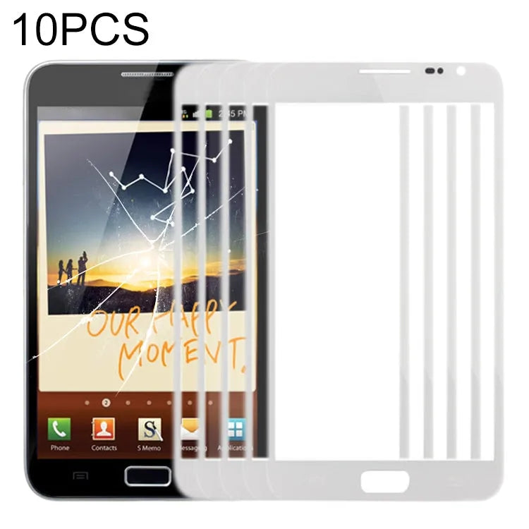 Voor Samsung Galaxy Note N7000 / i9220 10 stuks voorscherm buitenste glazen lens (wit)
