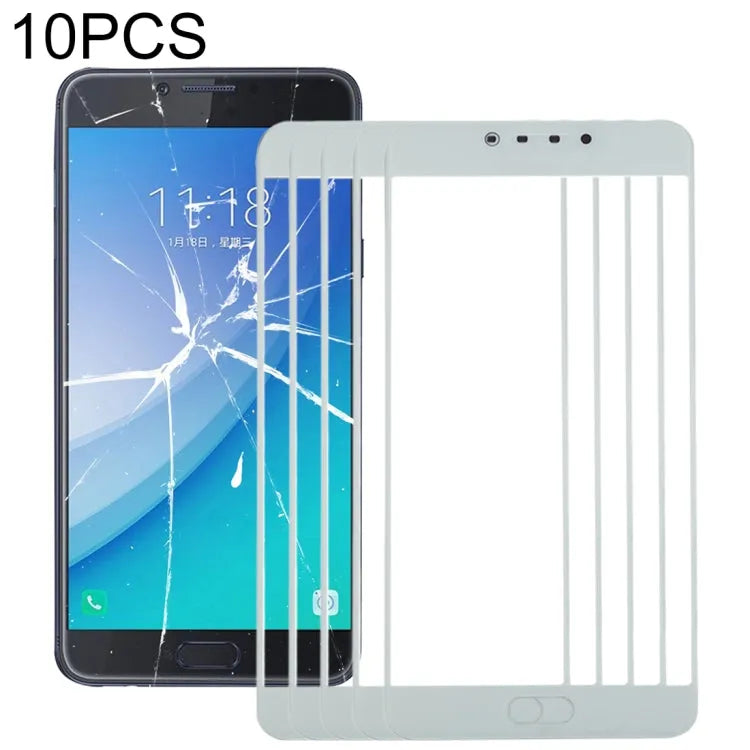 Voor Samsung Galaxy C7 Pro / C701 10 stuks voorscherm buitenste glazen lens (wit)