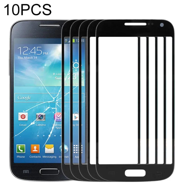Voor Samsung Galaxy S IV mini / i9190 10 stuks voorscherm buitenste glazen lens (zwart)