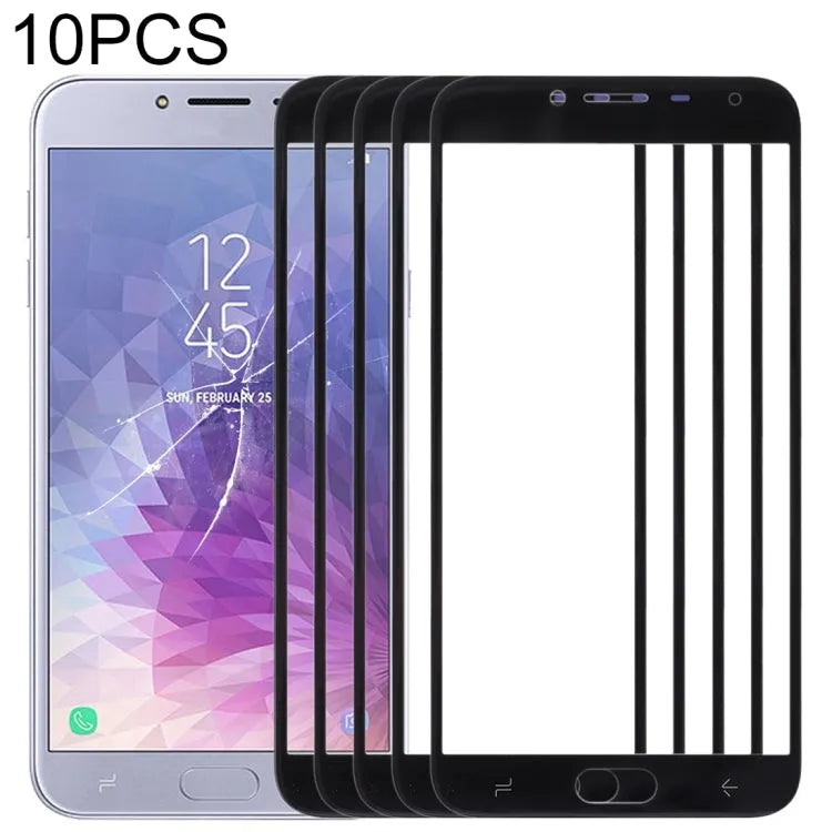 Voor Samsung Galaxy J4 (2018) 10 stuks voorscherm buitenste glazen lens (zwart)