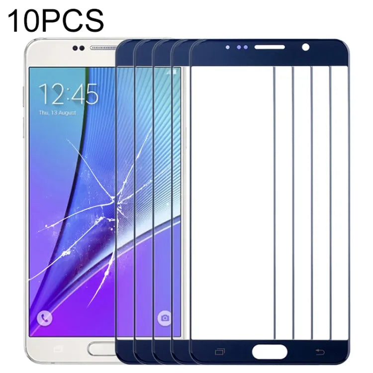 Voor Samsung Galaxy Note 5 10 stuks voorscherm buitenste glazen lens (donkerblauw)