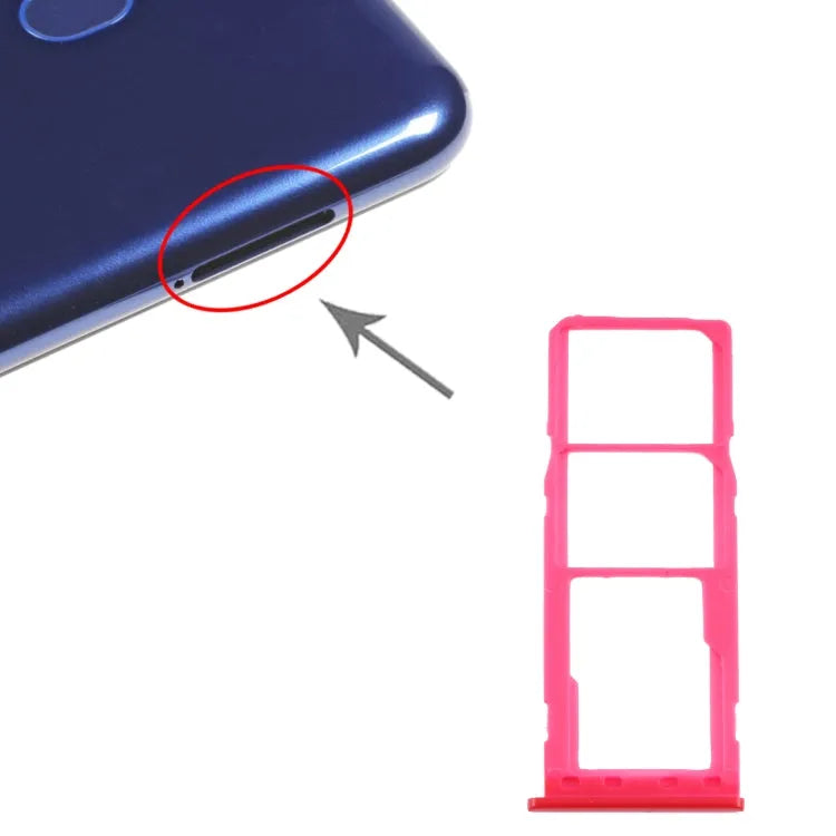 Voor Samsung Galaxy M10 SM-M105 SIM-kaartlade + SIM-kaartlade + Micro SD-kaartlade (rood)