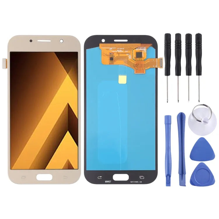 OLED-lcd-scherm voor Galaxy A7 (2017), A720F, A720F/DS met Digitizer Full Assembly (Goud)