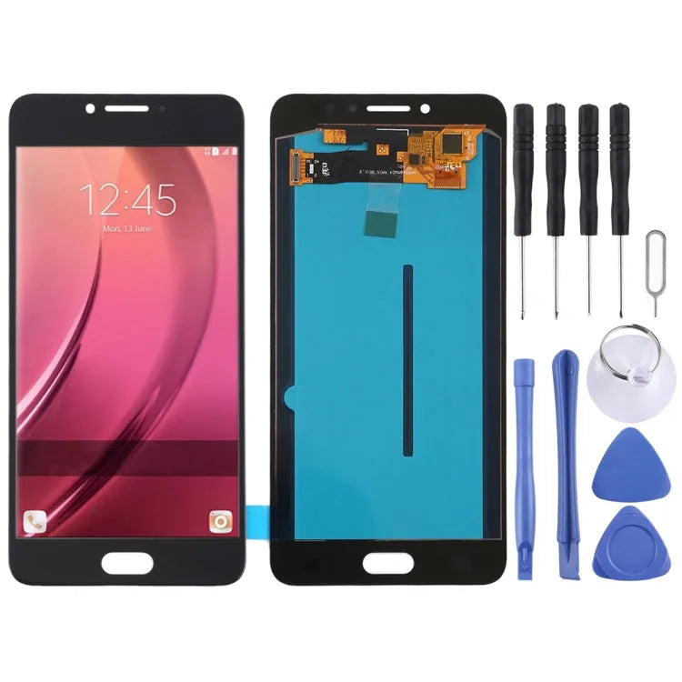 OLED LCD-scherm voor Galaxy C7 Pro / C7010 met Digitizer Volledige montage (zwart)