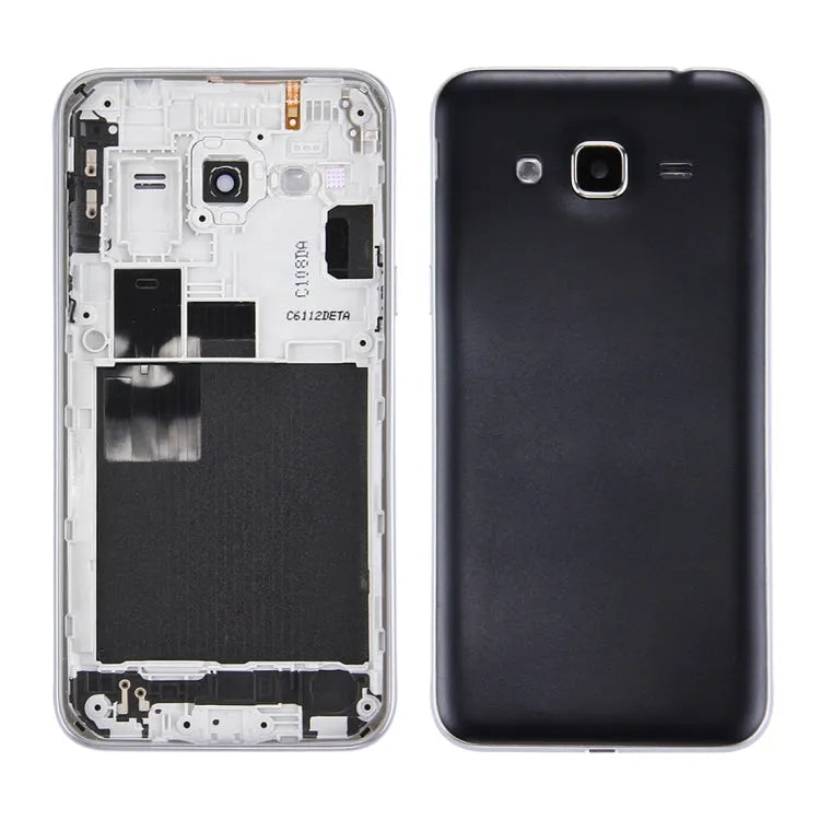 Voor Galaxy J3 (2016) / J320 Dubbele kaartversie Batterij achterkant + middelste framerand (zwart)