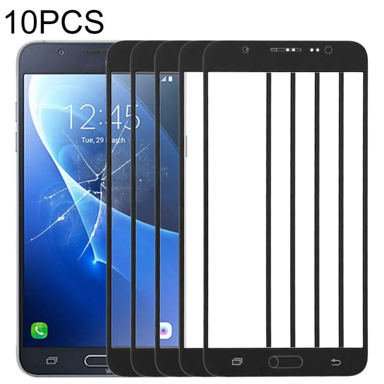 Voor Samsung Galaxy J7 (2016), J710F, J710FN, J710M/MN, J7108 10 stks Front Screen Outer Glas Lens (Zwart)