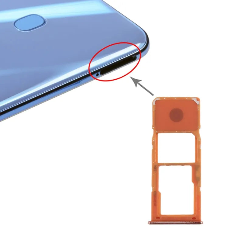 Voor Galaxy A20 A30 A50 SIM-kaartlade + Micro SD-kaartlade (oranje)