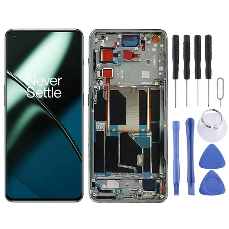 Voor OnePlus 11 PHB110 CPH2449 CPH2447 Origineel AMOLED LCD-schermdigitizer Volledige montage met frame (groen)