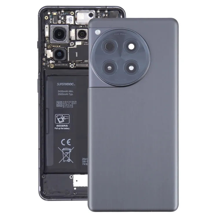 Originele glazen batterij-achtercover met cameralensframe voor OnePlus Ace 3 PJE110 (zwart)