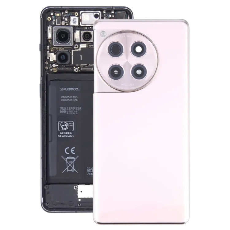 Originele glazen batterij-achtercover met cameralensframe voor OnePlus Ace 3 PJE110 (roségoud)