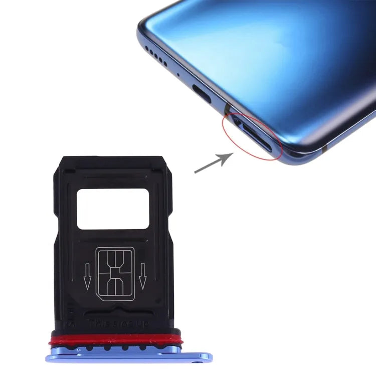Voor OnePlus 7 Pro SIM-kaartlade + SIM-kaartlade (blauw)