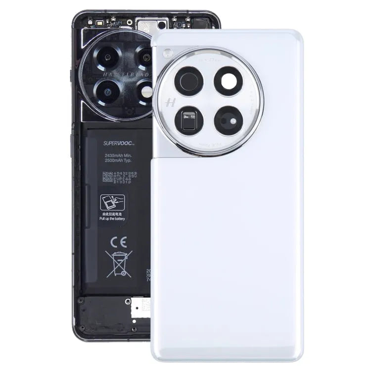 Originele glazen batterij-achtercover met cameralensframe voor OnePlus 12 PJD110 CPH2573 CPH2581 (wit)