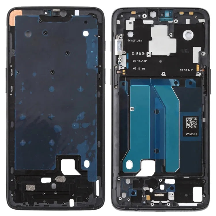 Voor OnePlus 6 Front Behuizing LCD Frame Bezel Plaat met Zijtoetsen (Frosted Black)