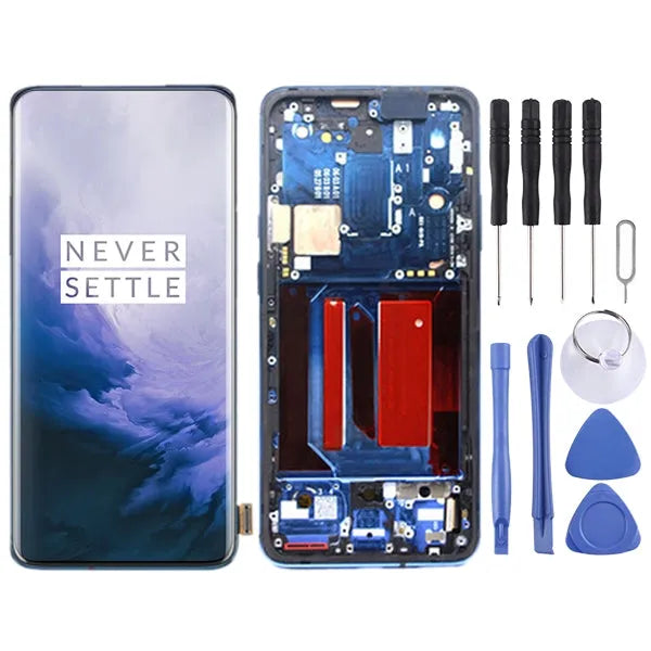 LCD-scherm digitizer complete unit met frame voor OnePlus 7 Pro (blauw)