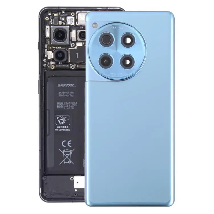 Glazen batterij-achtercover met cameralensframe voor OnePlus 12R (blauw)