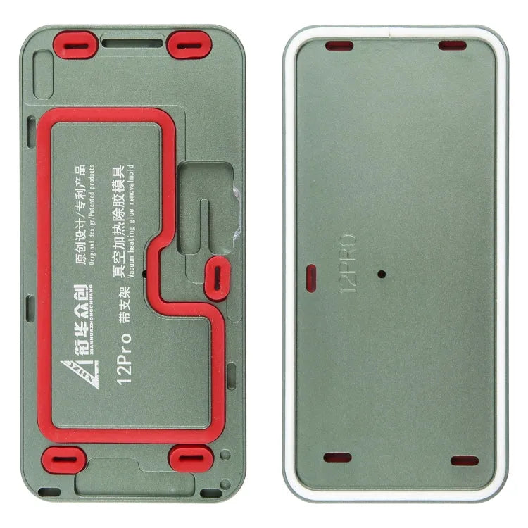 12 / 12 Pro LCD-schermframe: vacuümverwarmingsmal voor het verwijderen van lijm met houder. voor iPhone
