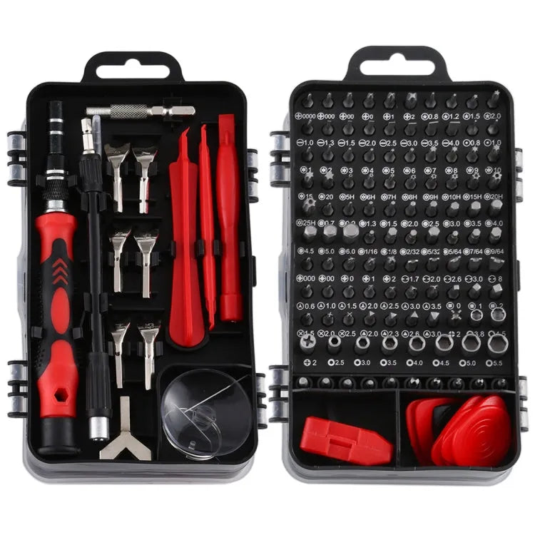 135 in 1 DIY mobiele telefoon demontage tool klok reparatie multifunctionele tool schroevendraaier set (zwart rood)