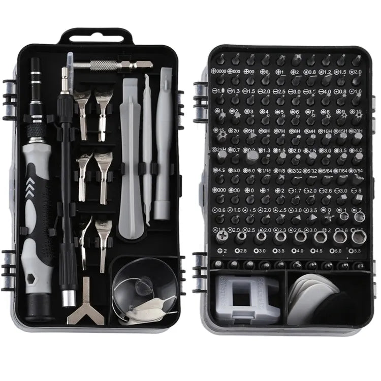 135 in 1 DIY mobiele telefoon demontage tool klok reparatie multifunctionele tool schroevendraaier set (zwart grijs)