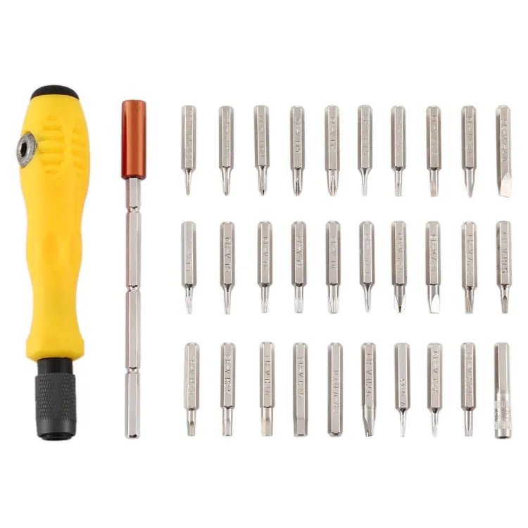 32-in-1 CRV stalen mobiele telefoon demontage reparatiegereedschap Multifunctionele combinatie schroevendraaierset (geel)