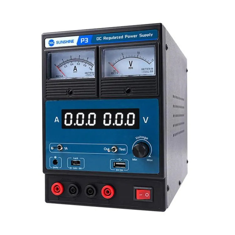 SUNSHINE P3 DC gereguleerde voeding 5V/8.4V/15V schakelende mobiele telefoon reparatie gereguleerde voeding meter (EU-stekker 220V)
