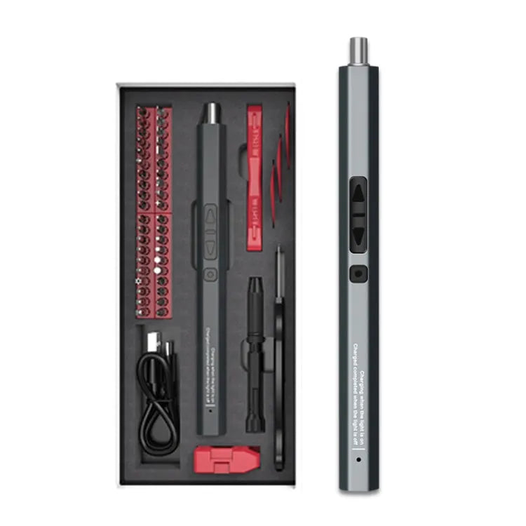 51 in 1 oplaadbare mini elektrische schroevendraaierset met 3LED-verlichting (rood)