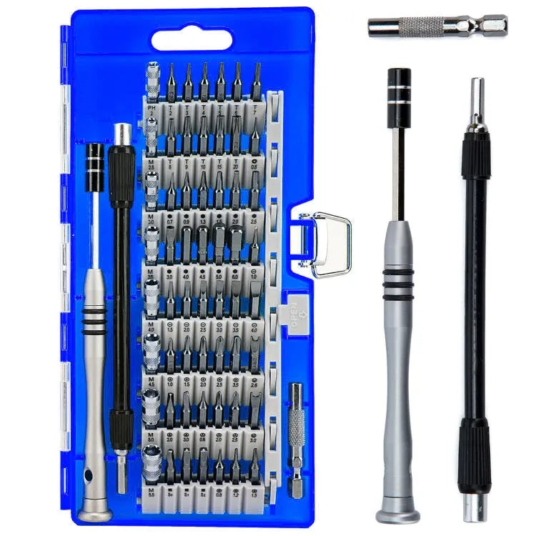 60 in 1 S2 Gereedschapsstaal Precisieschroevendraaier Moersleutelbit Reparatiegereedschapset (blauw)