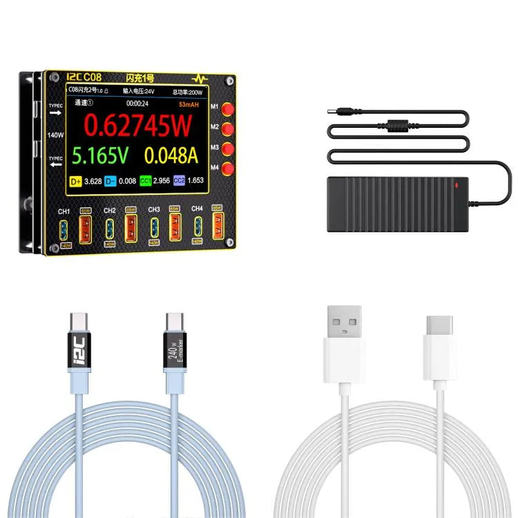 i2C C08 Flash Charger nr. 1 Digitale golfvormampèremeter met ladingdetectie/spanningsmeting, type: Alles-in-1 set