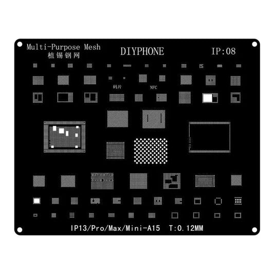 Precisie lasergesneden nauwkeurige positionering anti-shift BGA reballing stencil, model: voor iPhone 13-13 Pro Max