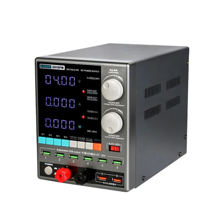 SUGON 3010PM 150W 30V 10A 4 Digitale display Mobiele telefoon reparatie vermogensmeter Amerikaanse stekker
