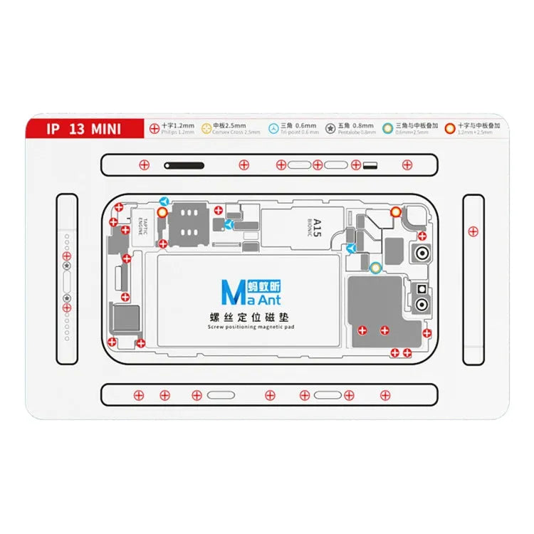 13 mini MaAnt Dubbelzijdige schroefpositionering Flexibele zachte magnetische pad voor iPhone
