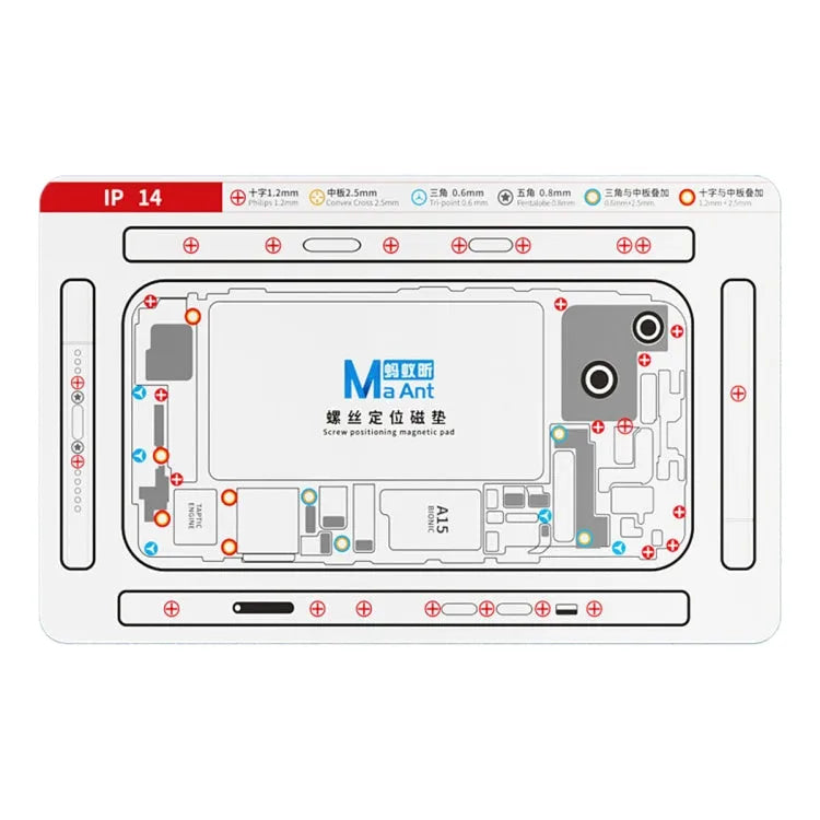 14 MaAnt Dubbelzijdige schroefpositionering Flexibele zachte magnetische pad voor iPhone