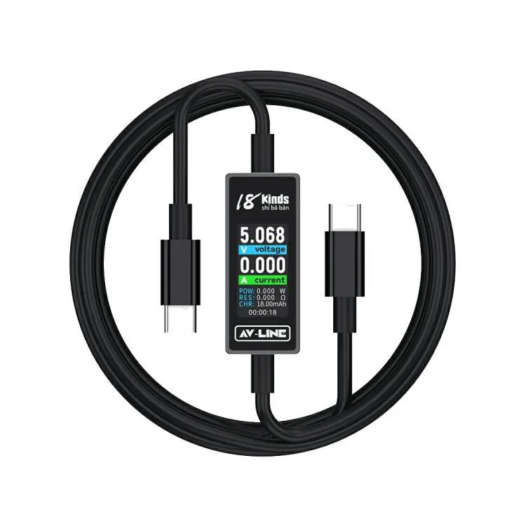 18 soorten AV-Line Pro 1,2 m intelligente detectie-oplaaddatakabel, interface: Type-C naar Type-C